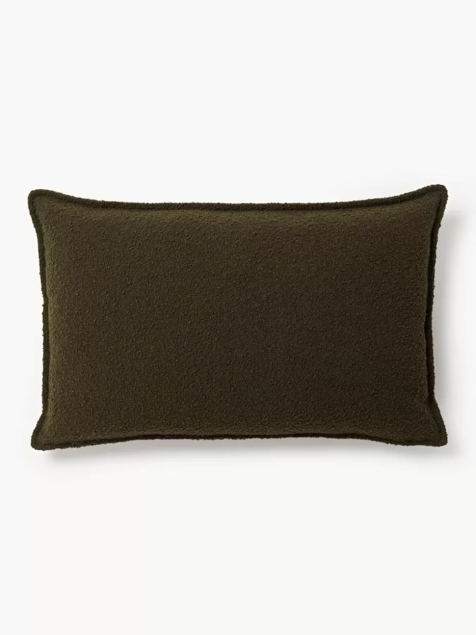 Sofakissen-Westwing Collection Bouclé-Sofa-Kissen Lennon Bouclé Olivgrün