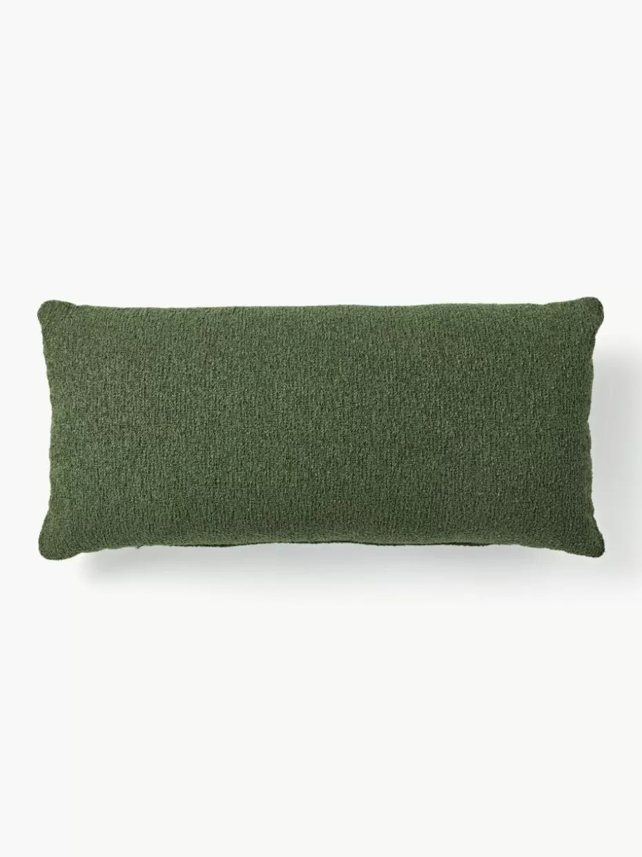 Sofakissen-Westwing Collection Bouclé-Sofa-Kissen Sofia Bouclé Dunkelgrün