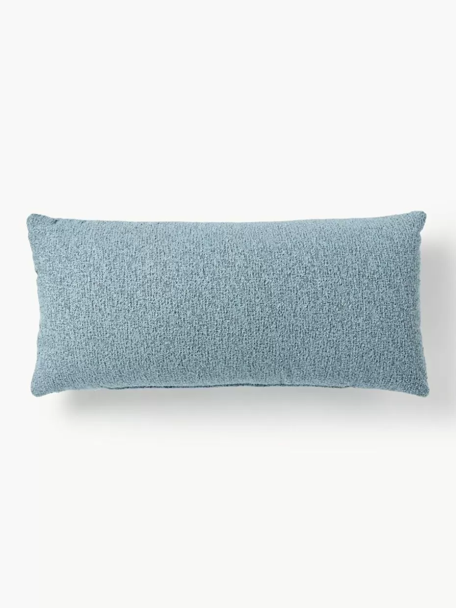 Sofakissen-Westwing Collection Bouclé-Sofa-Kissen Sofia Bouclé Blau