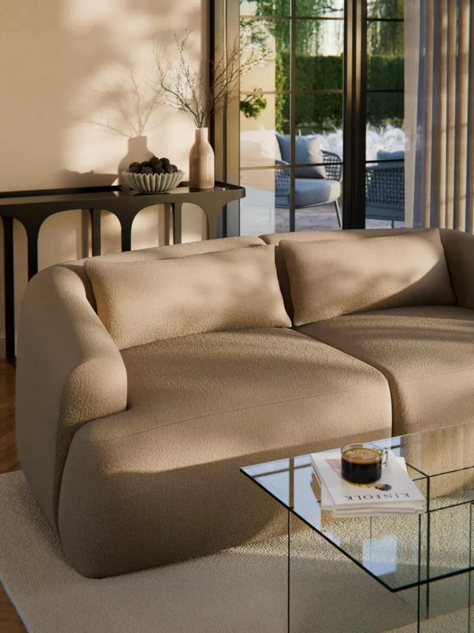 Sofakissen-Westwing Collection Bouclé-Sofa-Kissen Sofia Bouclé Beige