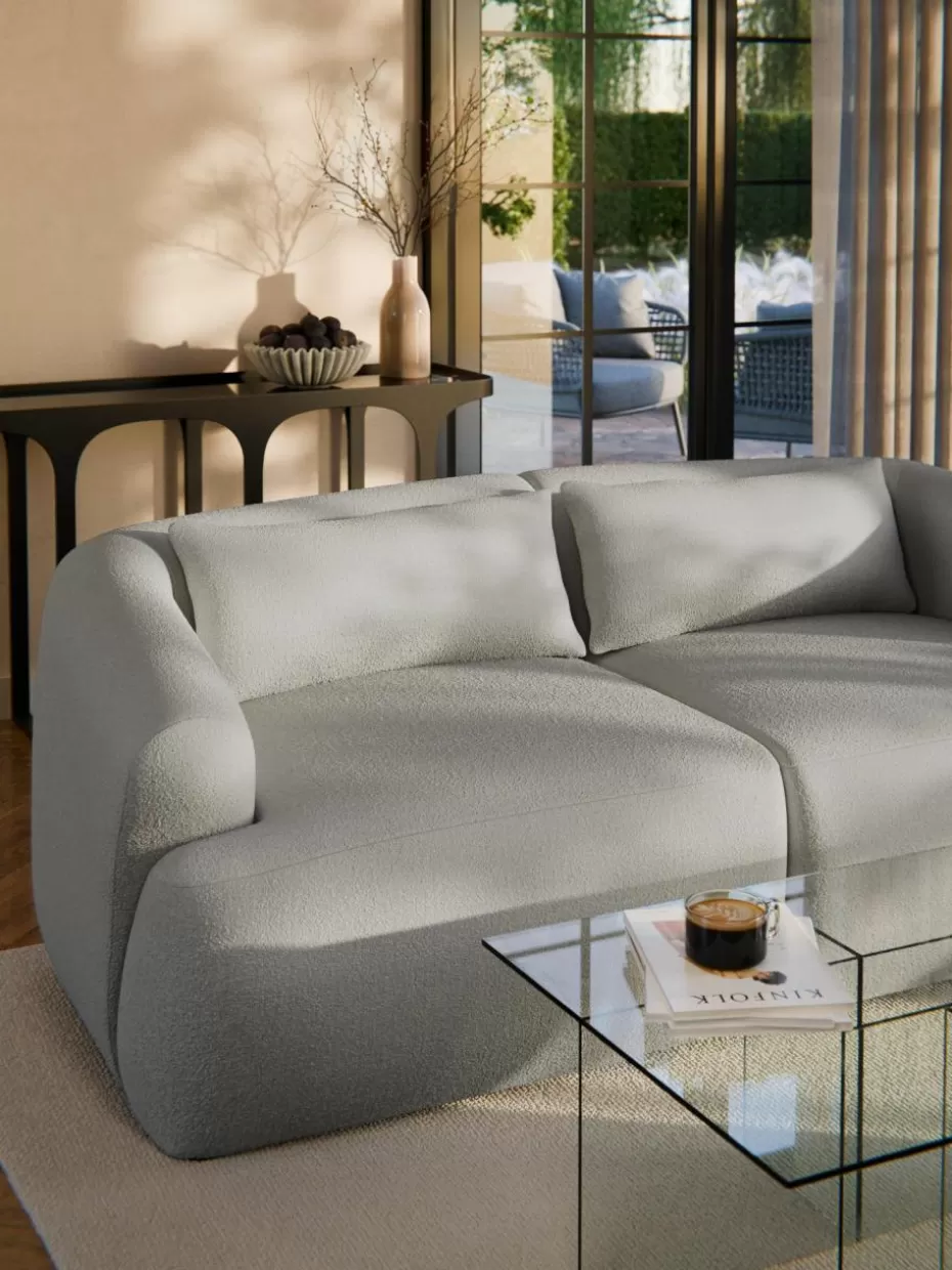 Sofakissen-Westwing Collection Bouclé-Sofa-Kissen Sofia Bouclé Hellgrau