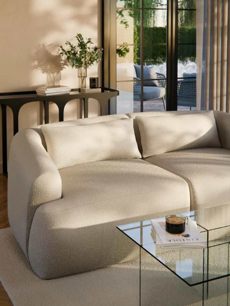 Sofakissen-Westwing Collection Bouclé-Sofa-Kissen Sofia Bouclé Hellbeige