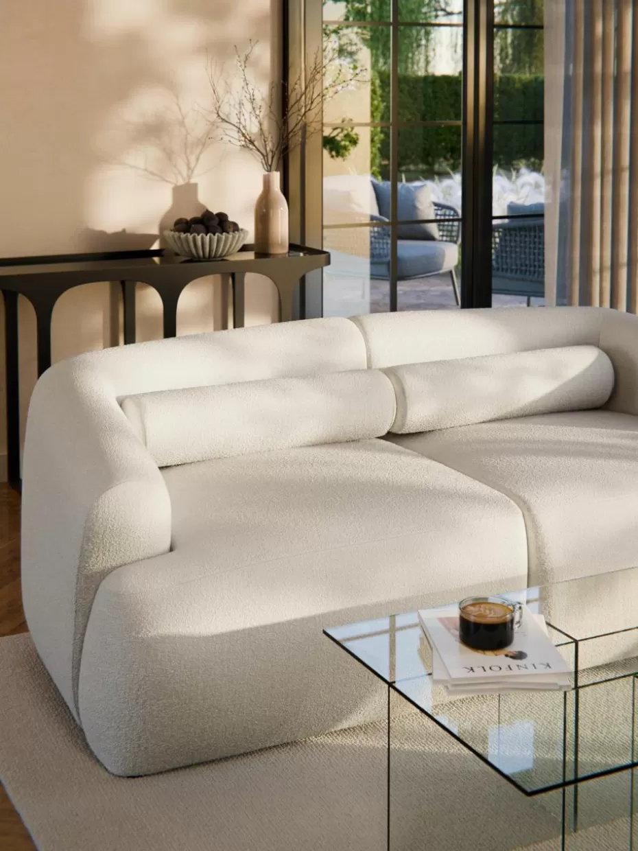 Sofakissen-Westwing Collection Bouclé-Sofa-Nackenrolle Sofia Bouclé Off White