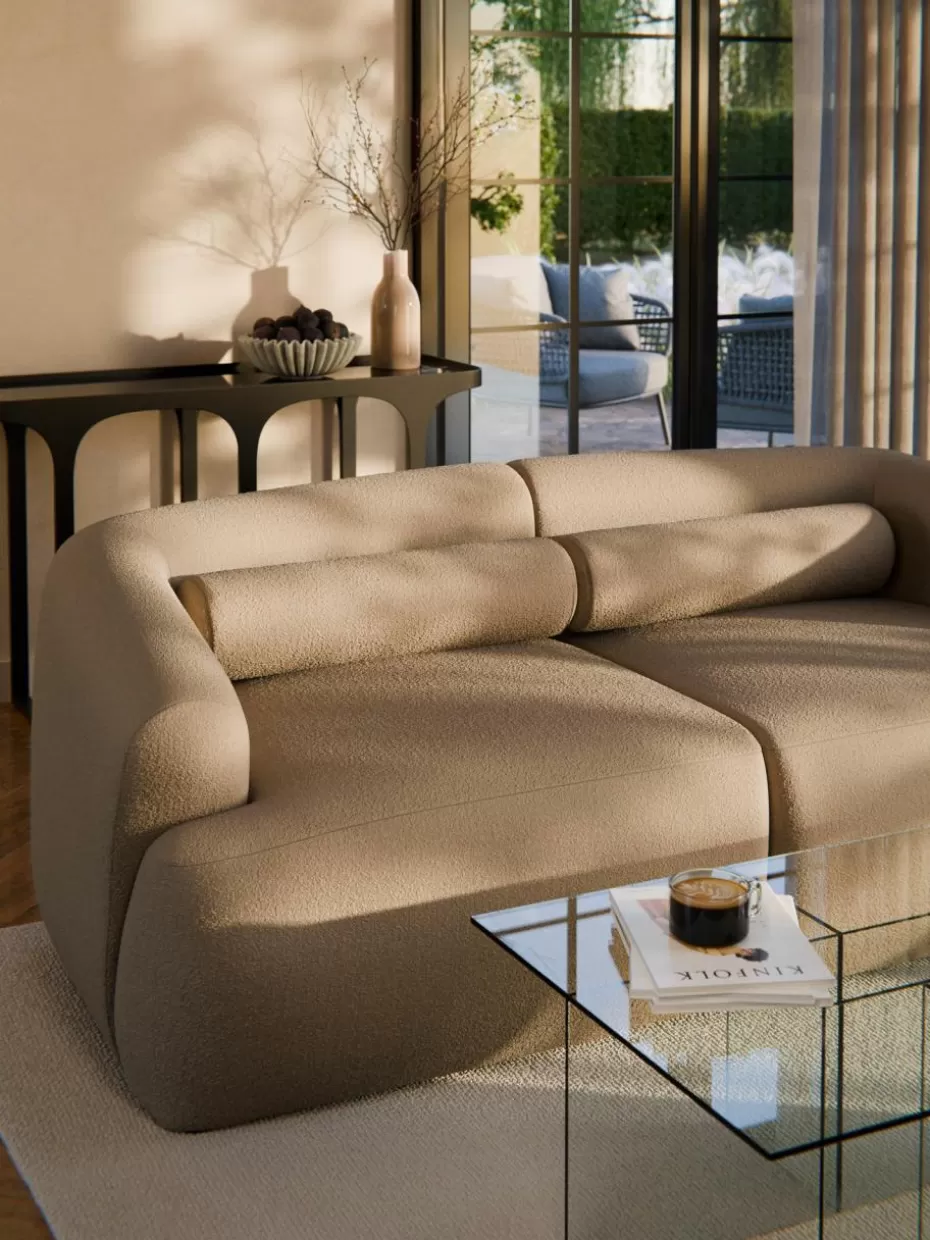 Sofakissen-Westwing Collection Bouclé-Sofa-Nackenrolle Sofia Bouclé Beige