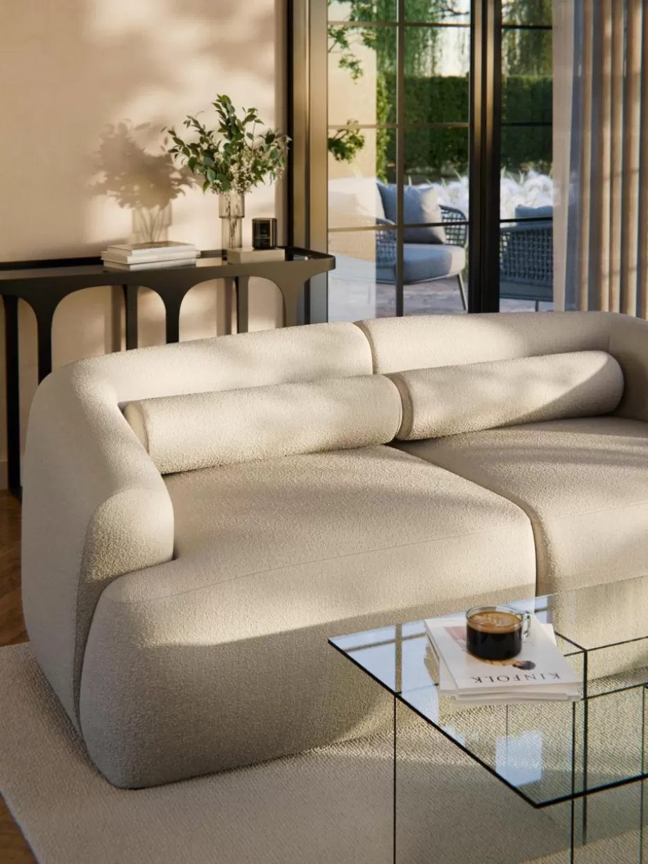 Sofakissen-Westwing Collection Bouclé-Sofa-Nackenrolle Sofia Bouclé Hellbeige