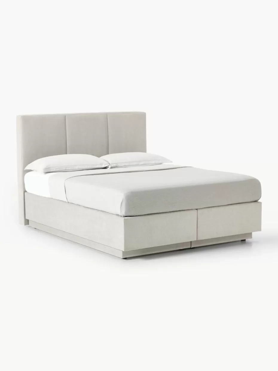 Betten-Westwing Collection Boxspringbett Oberon mit Stauraum Webstoff Hellbeige