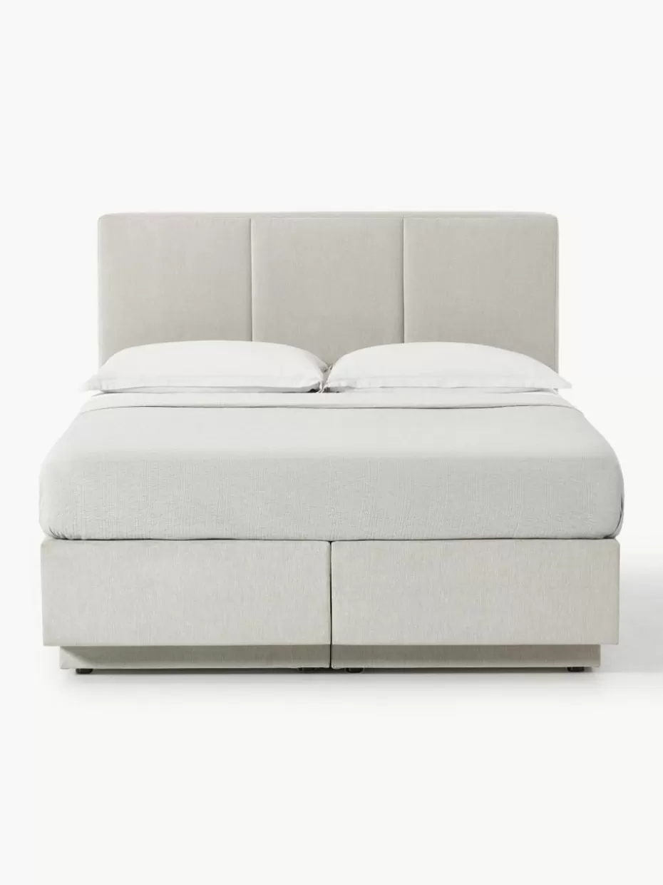 Betten-Westwing Collection Boxspringbett Oberon mit Stauraum Webstoff Hellbeige