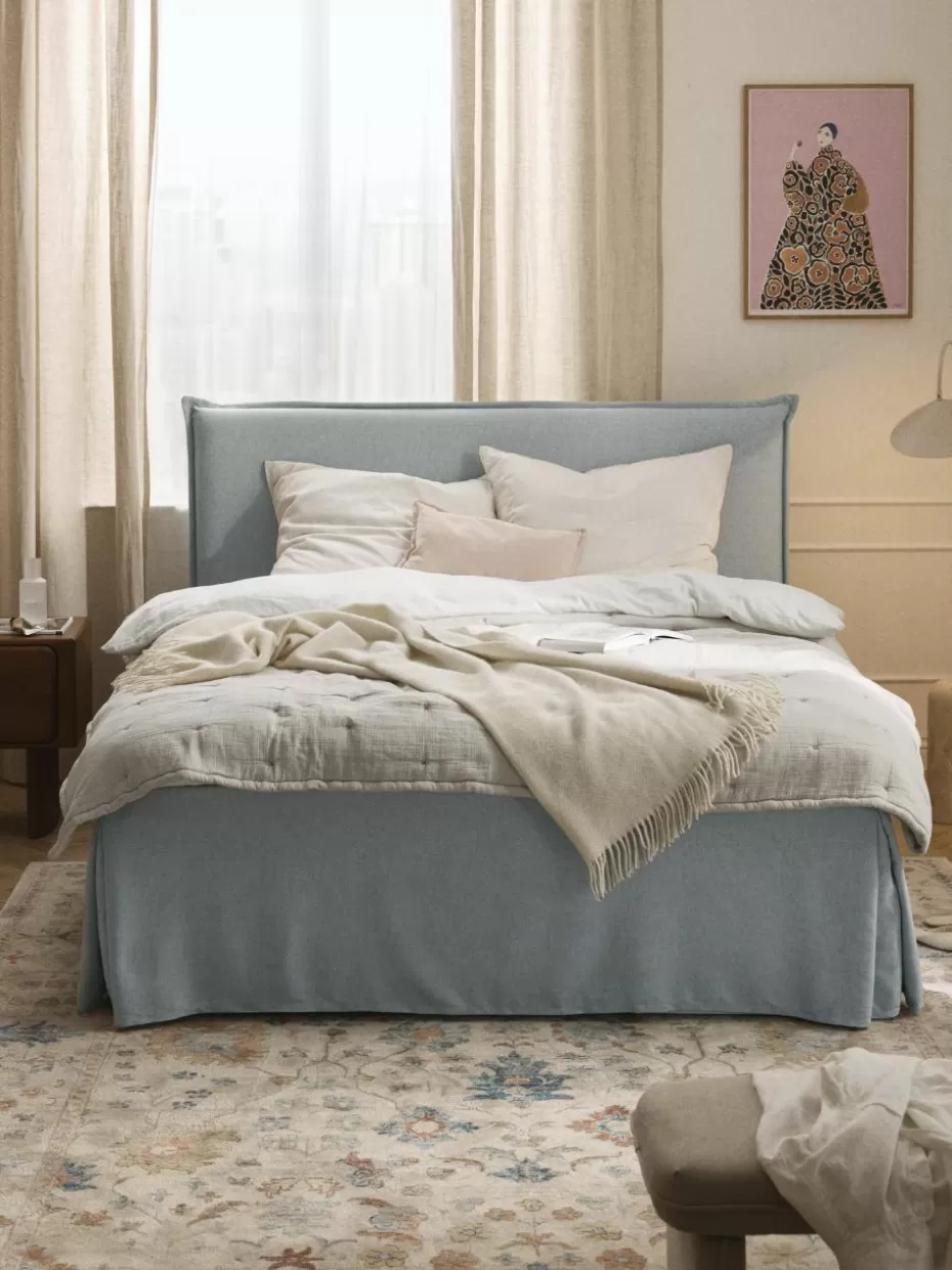 Betten-Westwing Collection Boxspringbett Viola Webstoff Hellblau