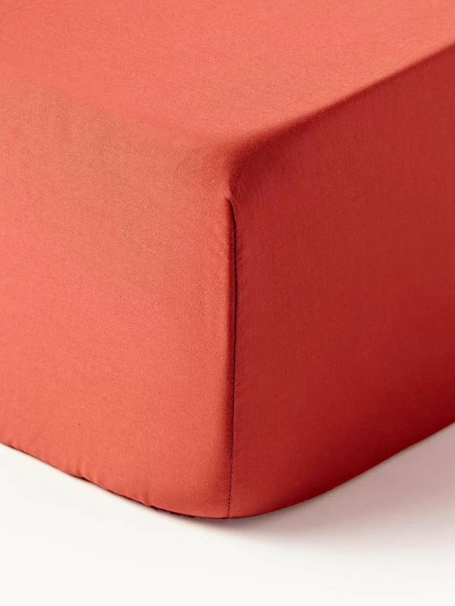 Spannbettlaken-Westwing Collection Boxspring-Spannbettlaken Comfort, Baumwollsatin Rostrot