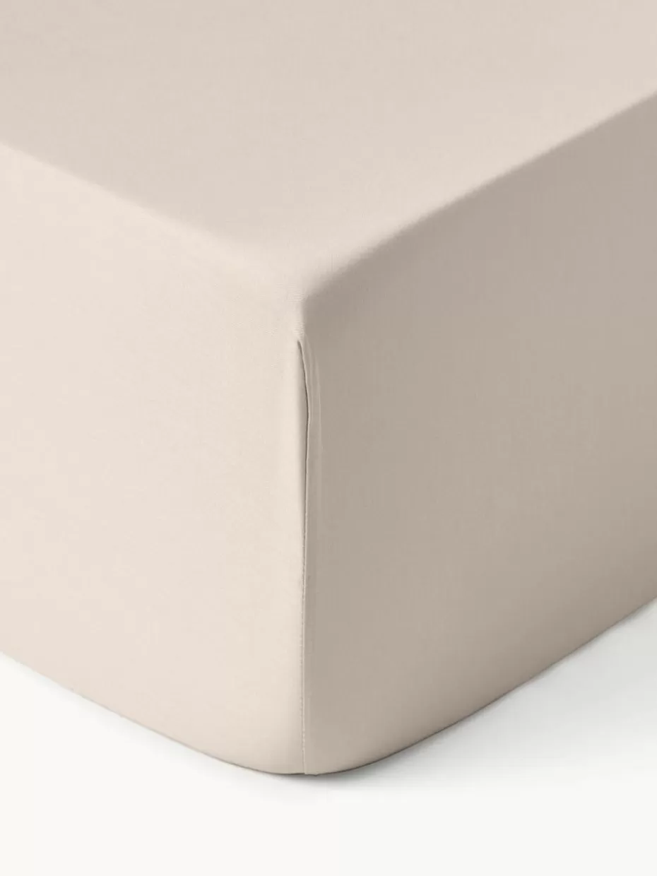 Spannbettlaken-Westwing Collection Boxspring-Spannbettlaken Comfort, Baumwollsatin Beige