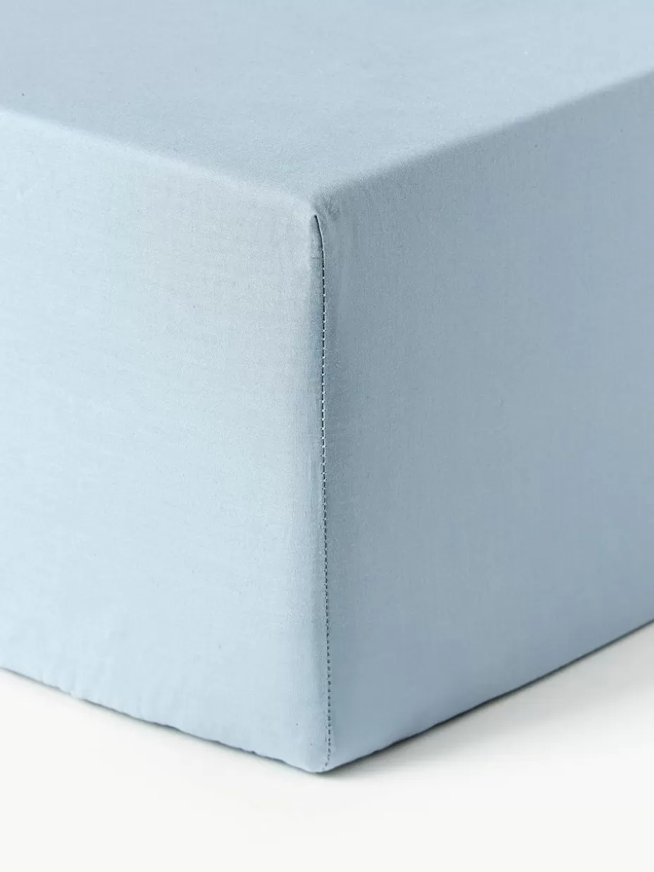 Spannbettlaken-Westwing Collection Boxspring-Spannbettlaken Elsie, Baumwollperkal Hellblau