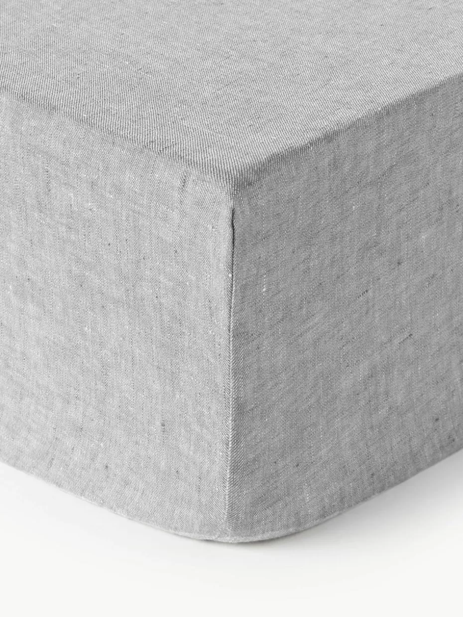 Spannbettlaken-Westwing Collection Boxspring-Spannbettlaken Linna, Leinen Dunkelgrau