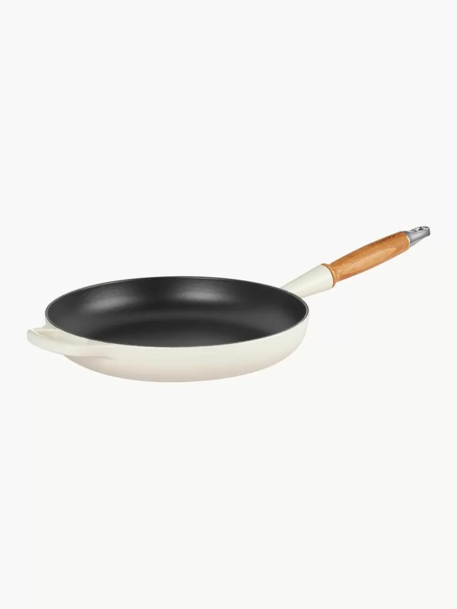 Pfannen-Le Creuset Bratpfanne Signature Collection aus Gusseisen mit Holzgriff Off White-Töne