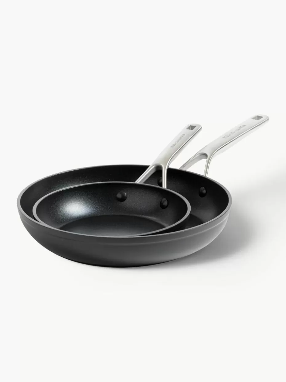 Pfannen-KitchenAid Bratpfannen mit Antihaftbeschichtung, 2er-Set Schwarz