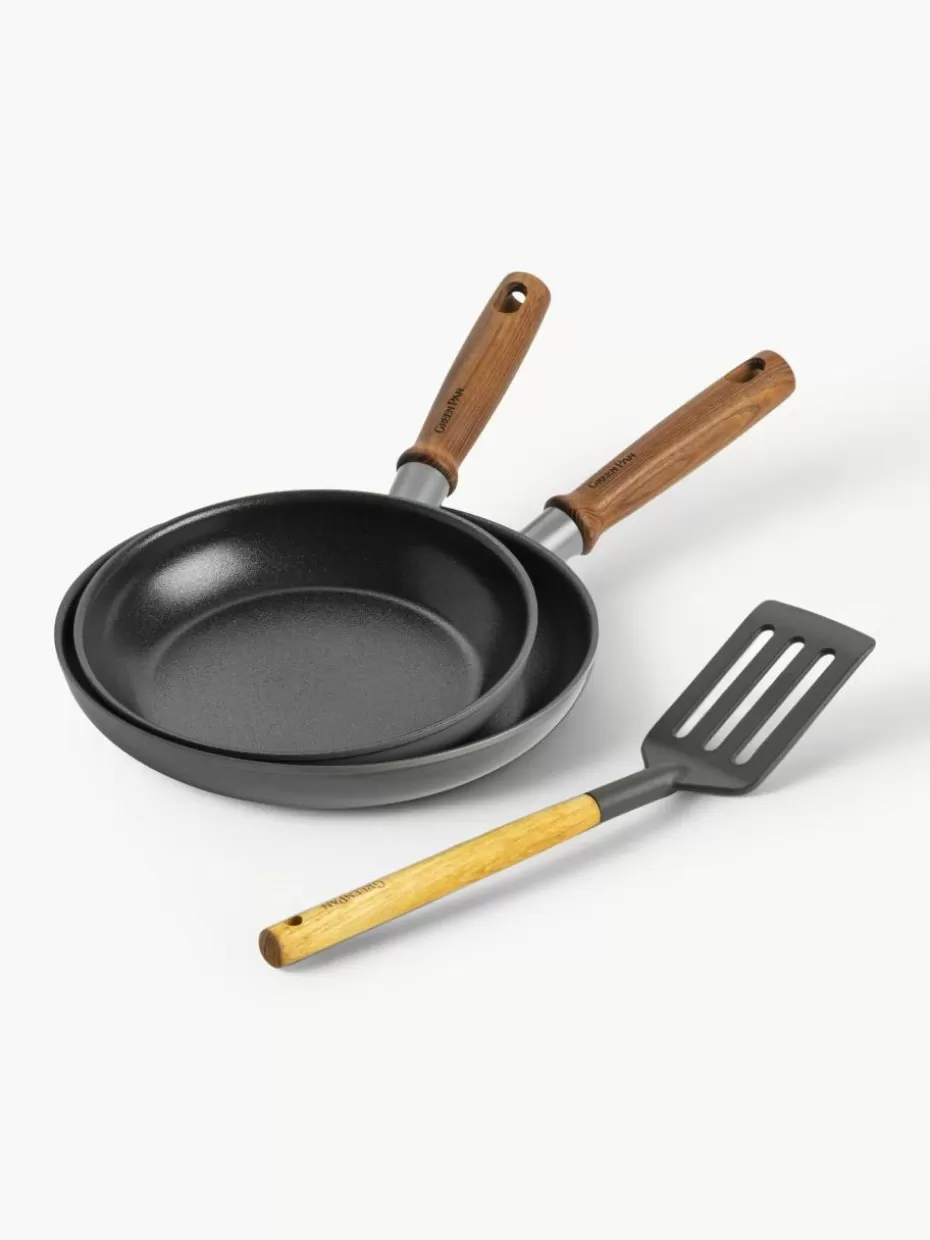 Pfannen-GreenPan Bratpfannen Mayflower Pro mit Pfannenschaufel, 3er-Set