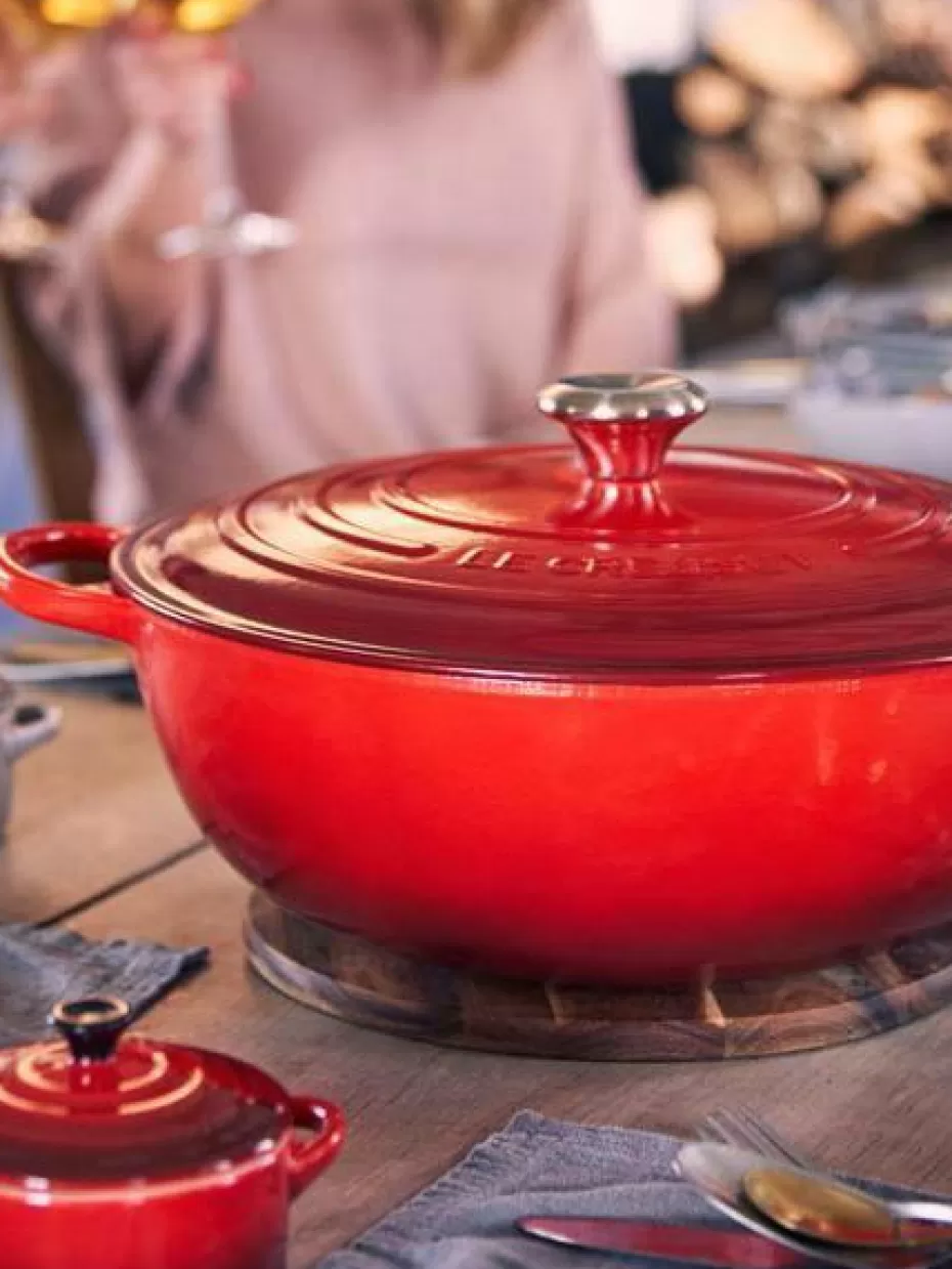 Töpfe-Le Creuset Bräter La Marmite Signature Collection aus Gusseisen Rottöne, Silberfarben