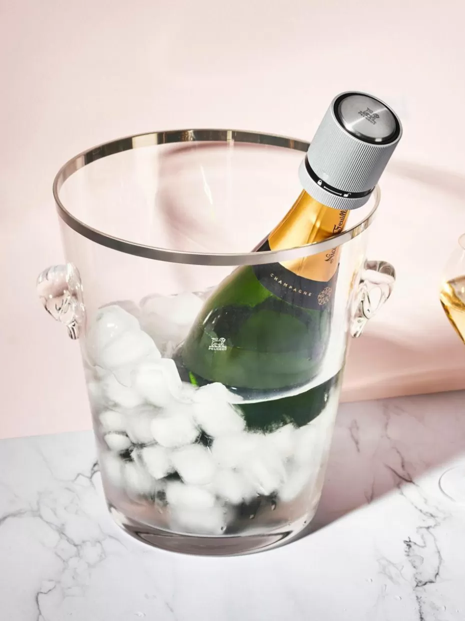 Küchenhelfer-Peugeot Saveurs Champagnerverschluss Line Grau, Silberfarben