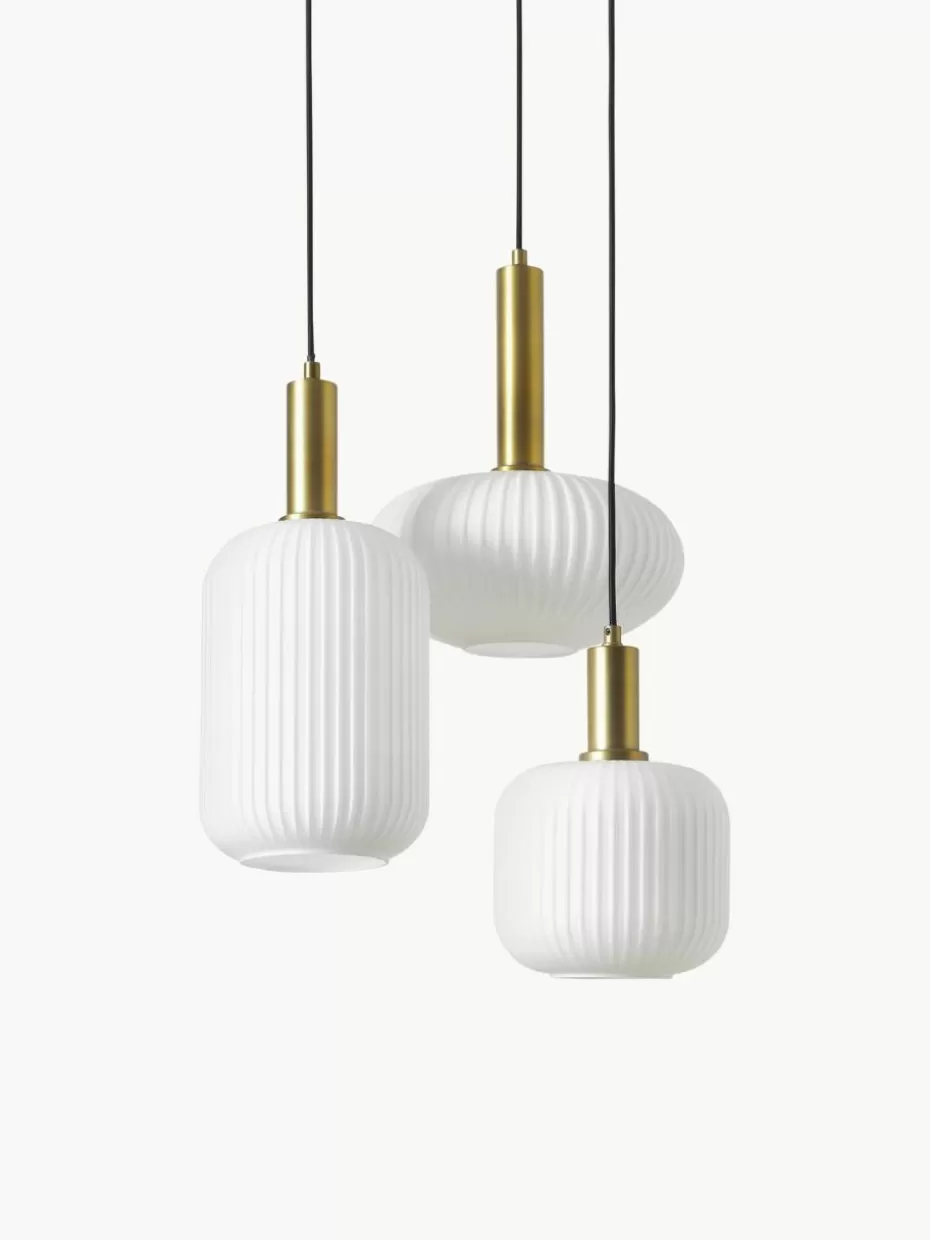 Pendelleuchten-Westwing Collection Cluster-Pendelleuchte Candela aus Opalglas