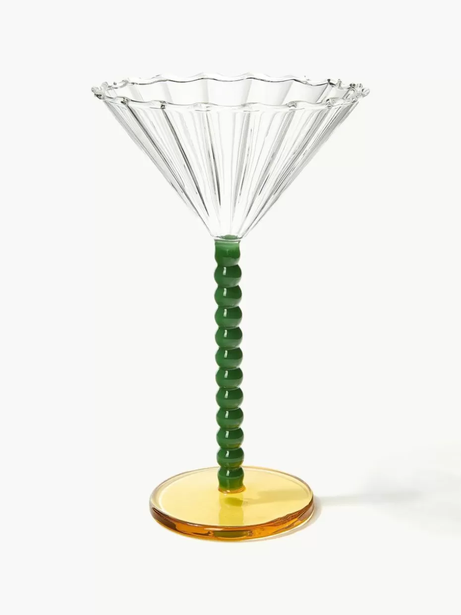Bargläser-&k amsterdam Cocktailgläser Perle aus Borosilikatglas, 2 Stück Transparent, Dunkelgrün, Orange