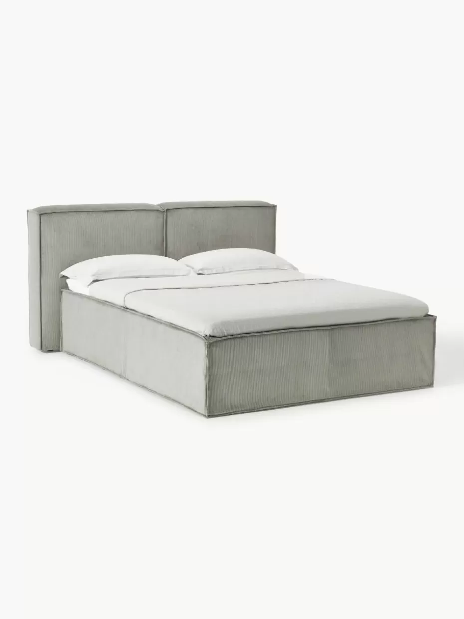 Betten-Westwing Collection Cord-Boxspringbett Lennon Cord Grau