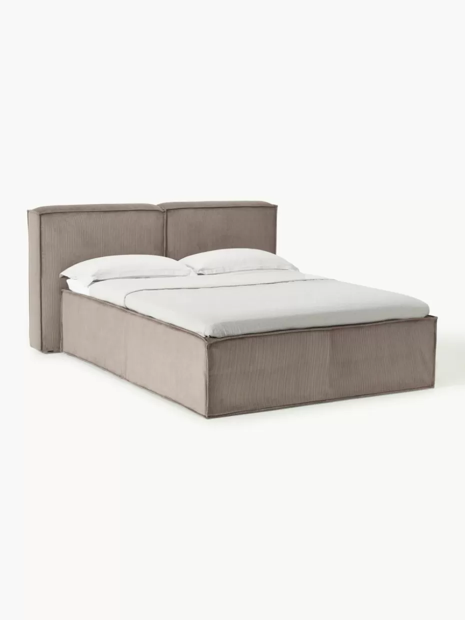 Betten-Westwing Collection Cord-Boxspringbett Lennon Cord Taupe
