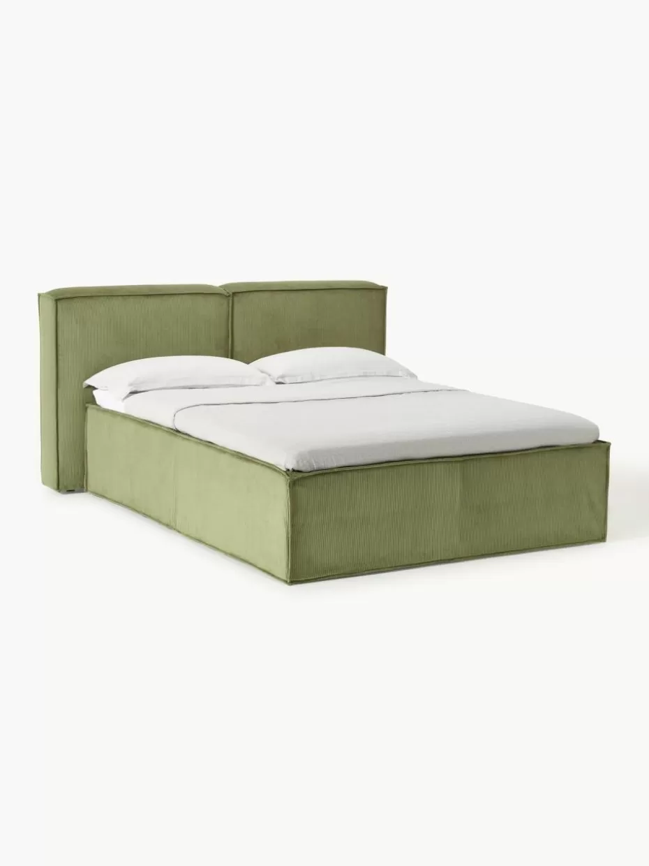 Betten-Westwing Collection Cord-Boxspringbett Lennon Cord Olivgrün
