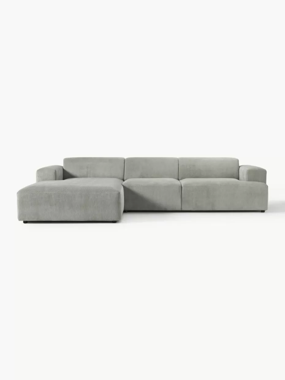 Sofas | Sofaserien-Westwing Collection Cord-Ecksofa Melva (4-Sitzer) Cord Grau
