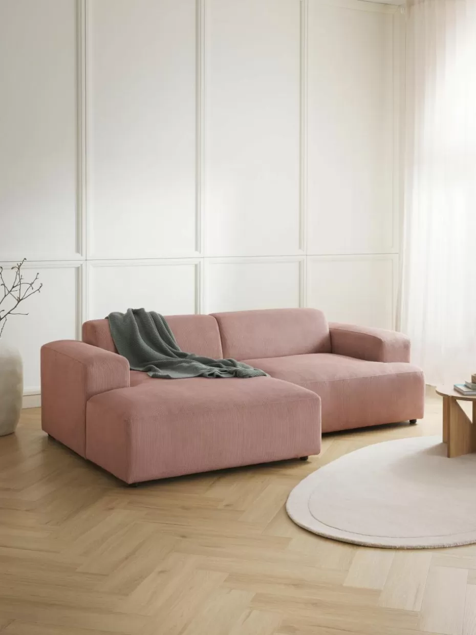 Sofas | Sofaserien-Westwing Collection Cord-Ecksofa Melva (3-Sitzer) Cord Altrosa