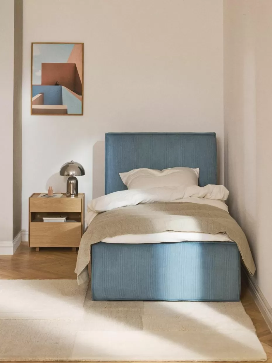 Betten-Westwing Collection Cord-Einzelbett Dream mit Stauraum Cord Blau