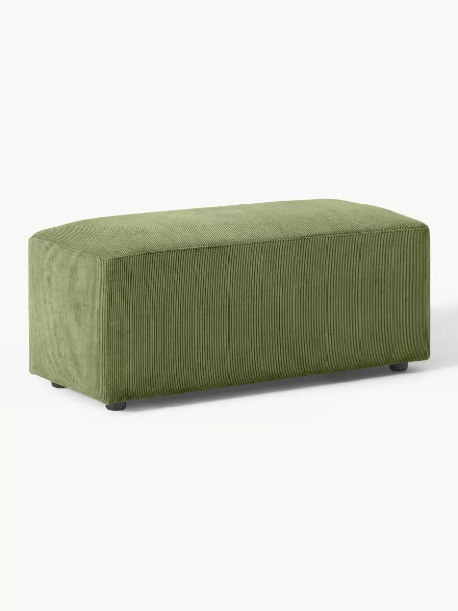 Hocker | Sofaserien-Westwing Collection Cord-Hocker Melva, B 99 x T 42 cm Cord Olivgrün