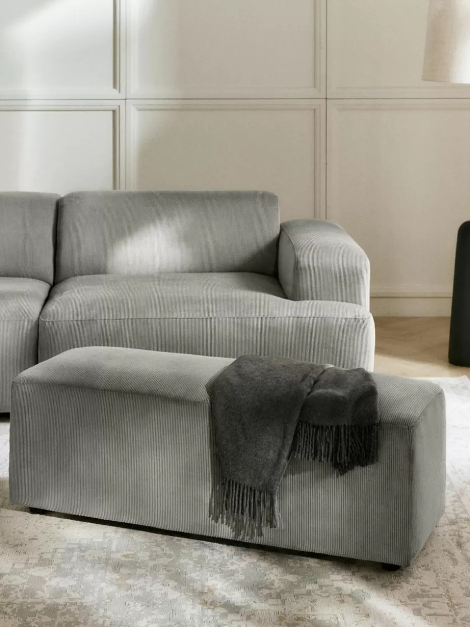 Hocker | Sofaserien-Westwing Collection Cord-Hocker Melva, B 99 x T 42 cm Cord Grau