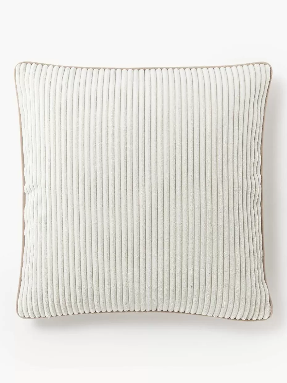Dekokissen-Westwing Collection Cord-Kissenhülle Kylen Off White, Hellbeige