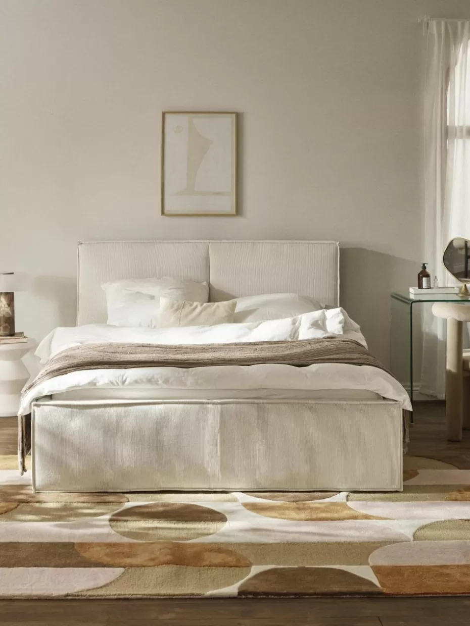 Betten-Westwing Collection Cord-Polsterbett Dream mit Stauraum Cord Off White