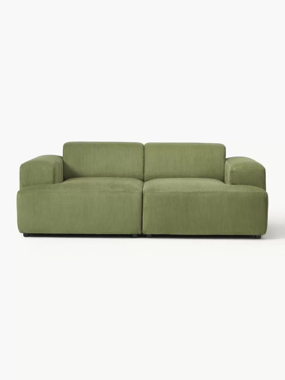 Sofas | Sofaserien-Westwing Collection Cord-Sofa Melva (2-Sitzer) Cord Olivgrün