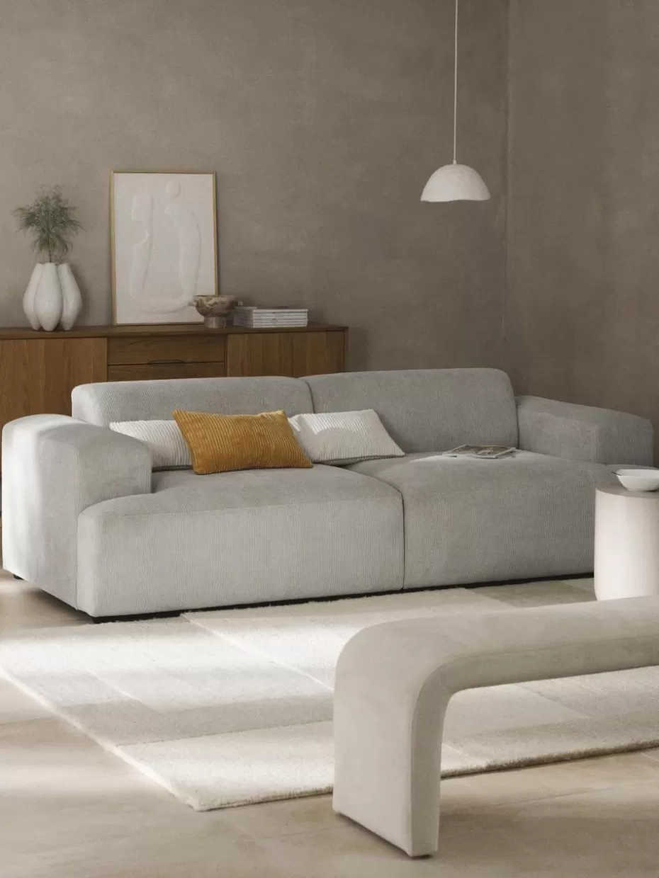 Sofas | Sofaserien-Westwing Collection Cord-Sofa Melva (3-Sitzer) Cord Grau