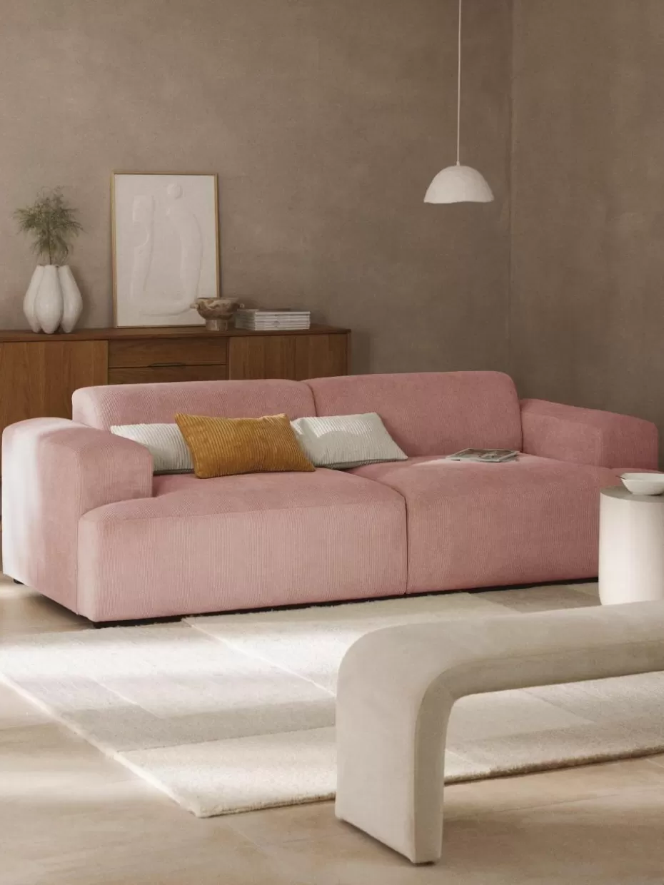 Sofas | Sofaserien-Westwing Collection Cord-Sofa Melva (3-Sitzer) Cord Altrosa