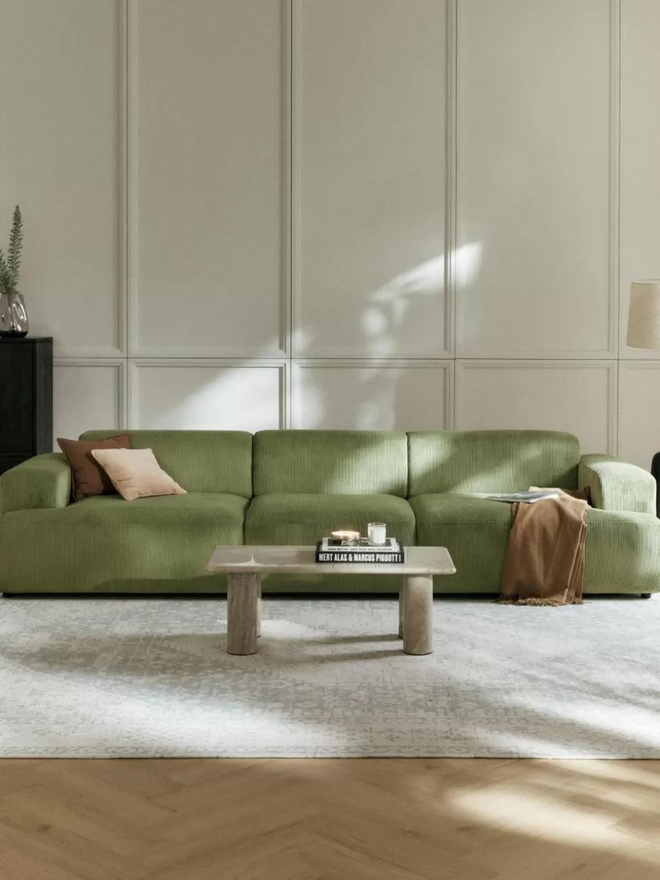 Sofas | Sofaserien-Westwing Collection Cord-Sofa Melva (4-Sitzer) Cord Olivgrün