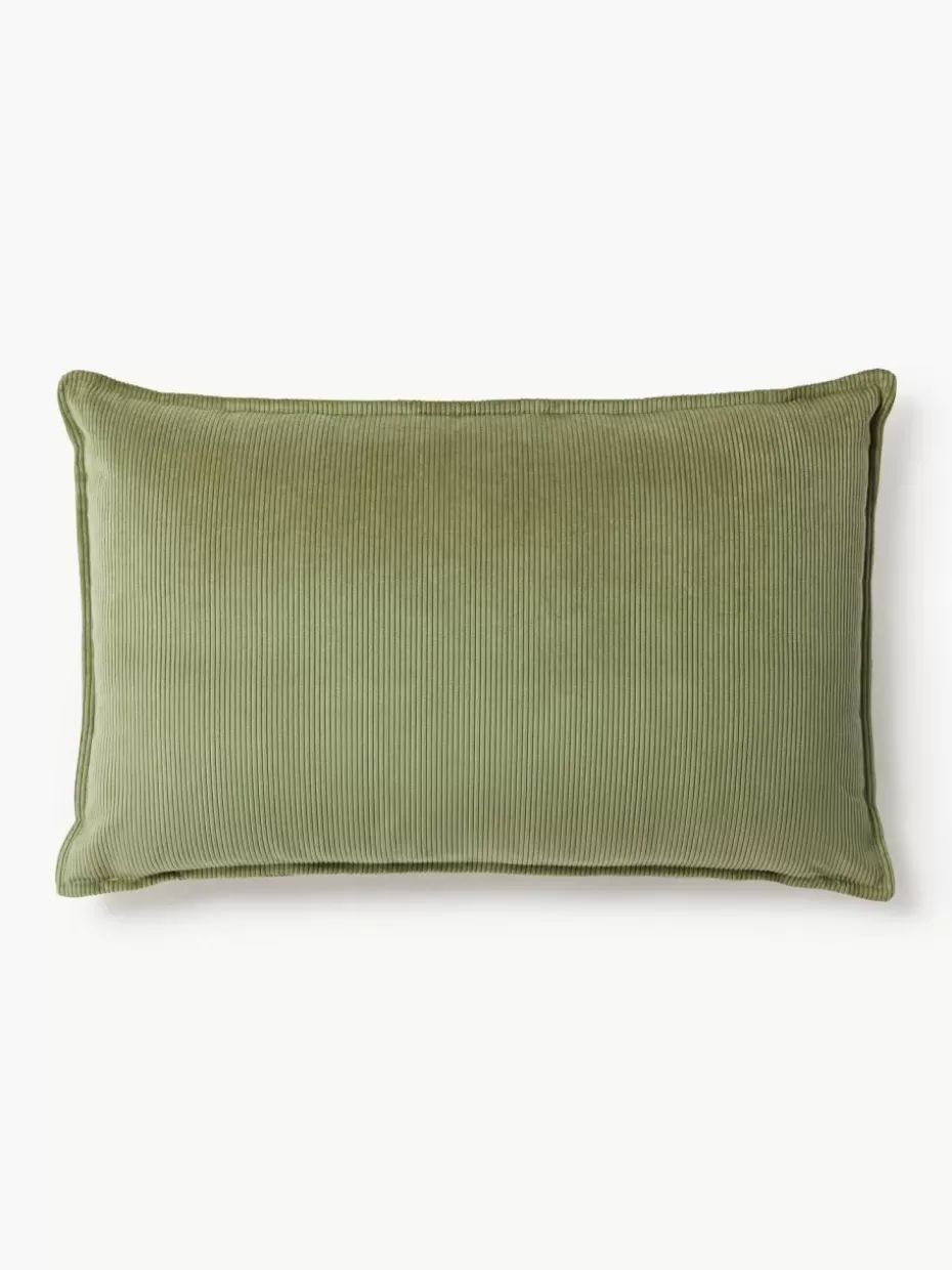 Sofakissen-Westwing Collection Cord-Sofa-Kissen Lennon Cord Olivgrün