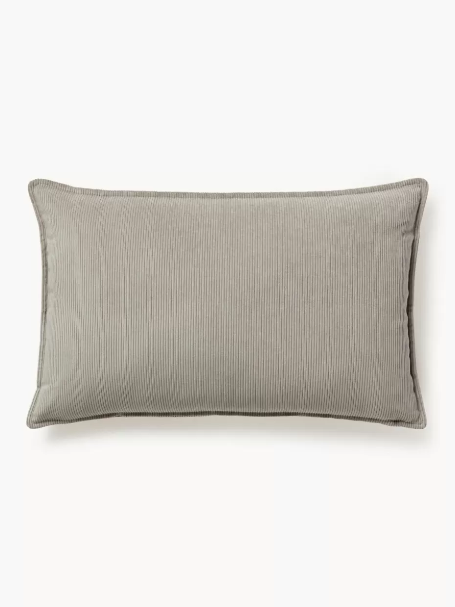 Sofakissen-Westwing Collection Cord-Sofa-Kissen Lennon Cord Grau