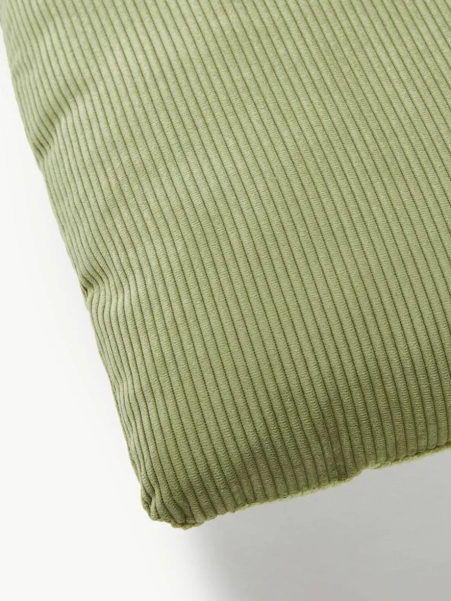Sofakissen-Westwing Collection Cord-Sofa-Kissen Melva Cord Olivgrün