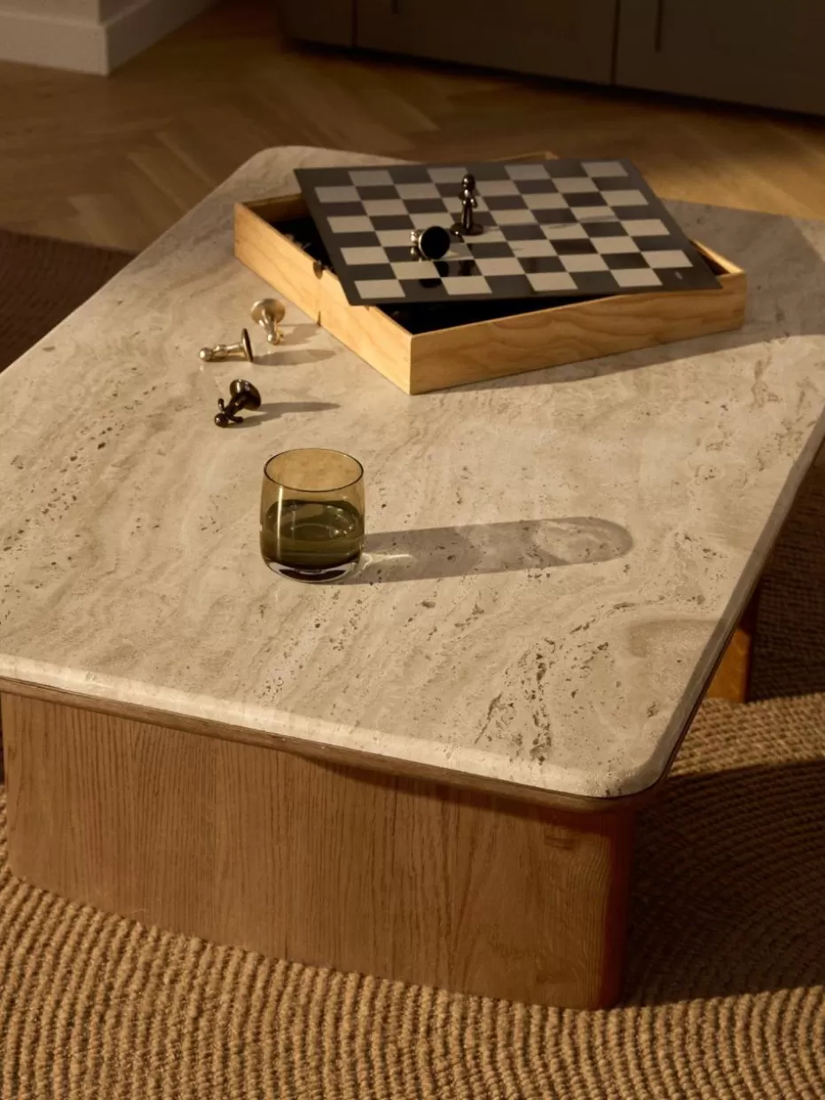 Couchtische-Westwing Collection Couchtisch Chandler aus Eichenholz mit Travertinplatte