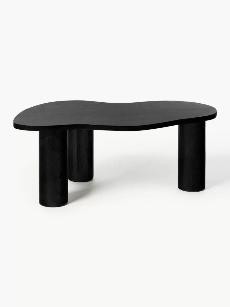 Couchtische-Westwing Collection Couchtisch Didi aus Eichenholz in organischer Form Eichenholz, schwarz lackiert
