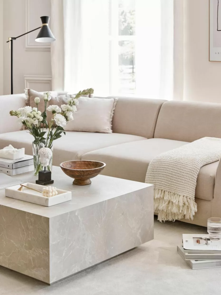 Couchtische-Westwing Collection Couchtisch Lesley in Travertin-Optik Travertin-Optik Beige, matt