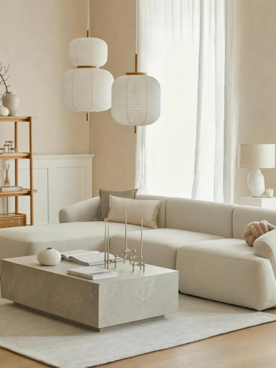 Couchtische-Westwing Collection Couchtisch Lesley in Travertin-Optik Travertin-Optik Beige, matt