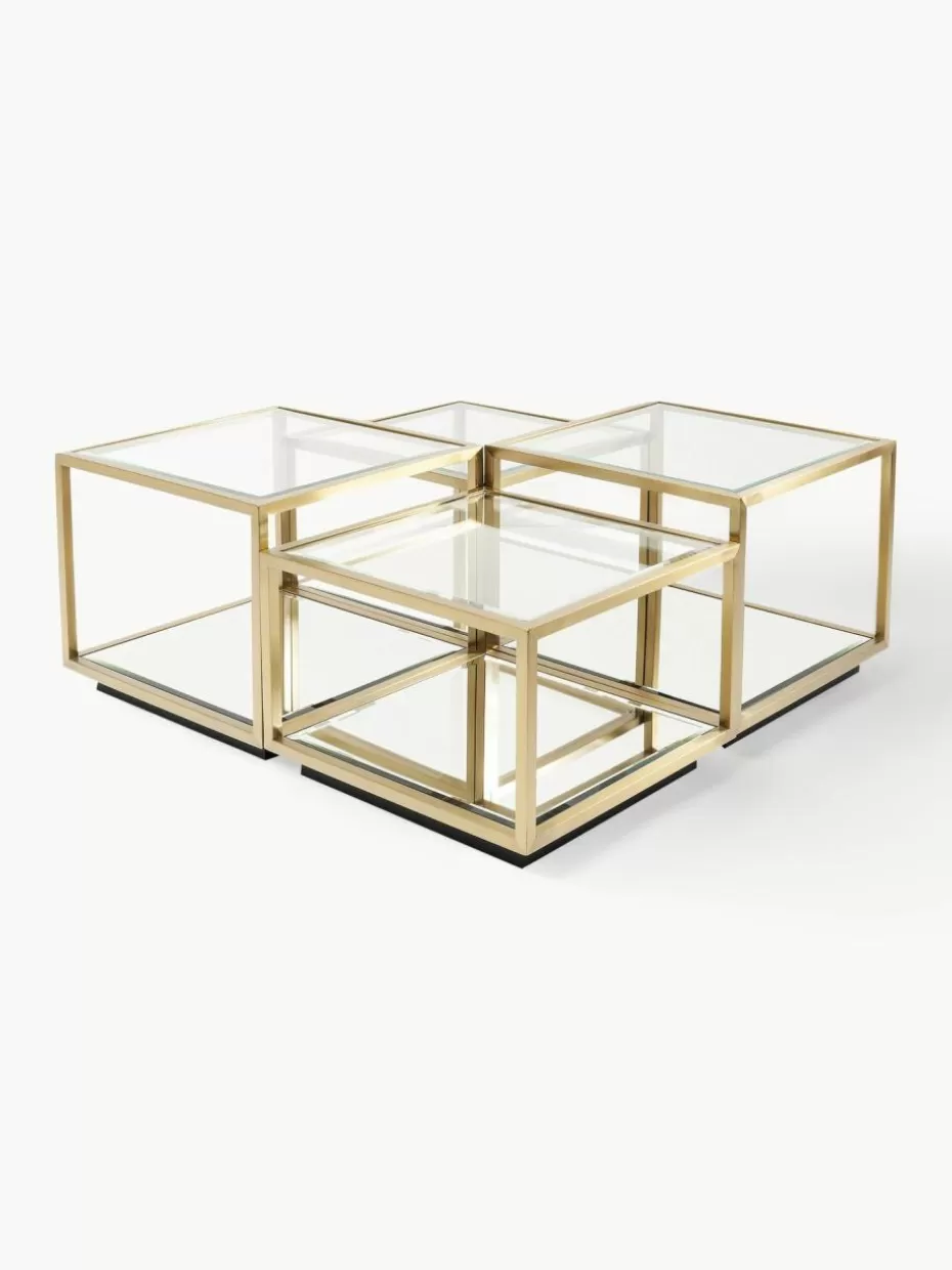 Couchtische-Kare Design Couchtische Luigi mit Spiegel-Böden, 4er-Set