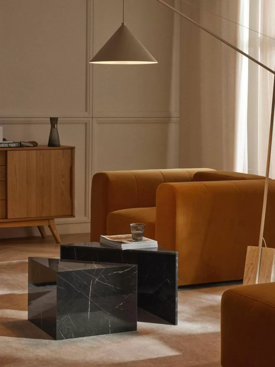 Couchtische-Westwing Collection Couchtische Vilma in Marmor-Optik, 2er-Set Schwarz, Marmor-Optik