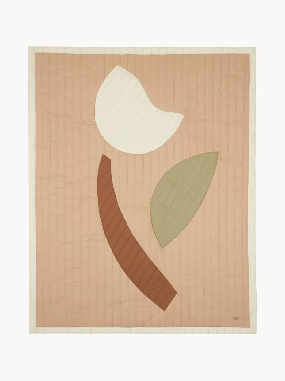 Deko-Nobodinoz Decke Arty Quilt aus Baumwolle Peach, Tulpen-Motiv