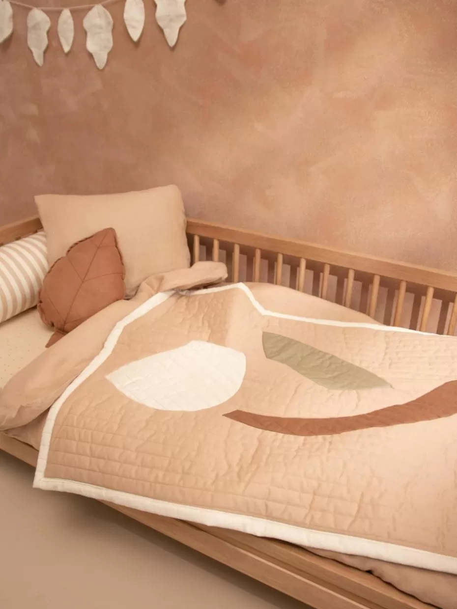 Deko-Nobodinoz Decke Arty Quilt aus Baumwolle Peach, Tulpen-Motiv