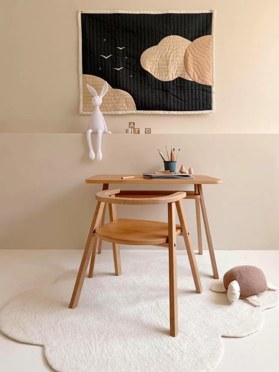 Deko-Nobodinoz Decke Arty Quilt aus Baumwolle Dunkelblau, Off White, Beige, Himmel-Motiv