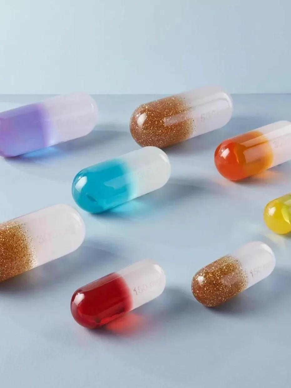 Glow-Up | Deko-Objekte-Jonathan Adler Deko-Objekt Pill Weiß, Türkis